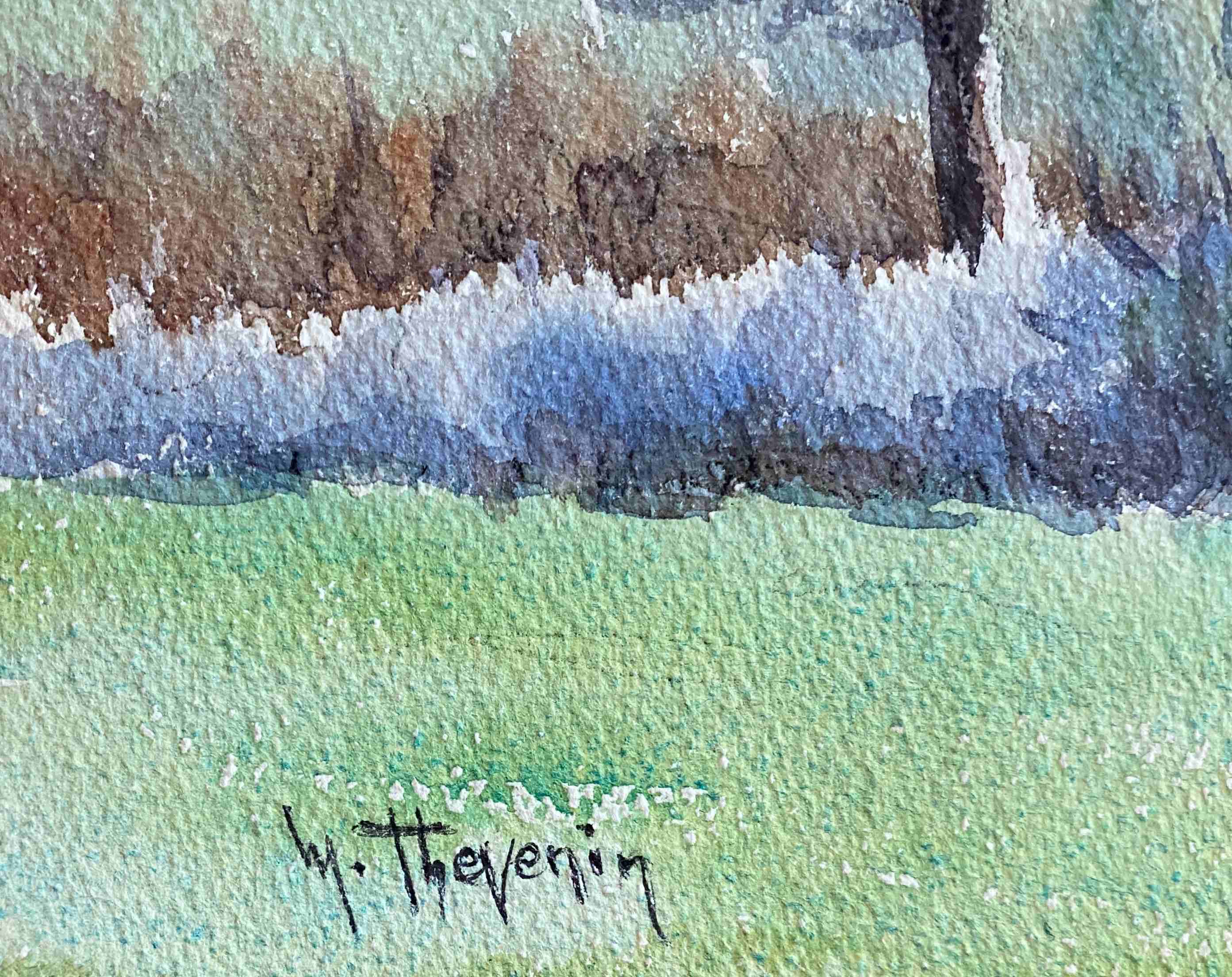 Watercolor painting maurice thevenin (1895-1967) "from santenay" burgundy