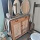 Banc de piano canné style shabby chic