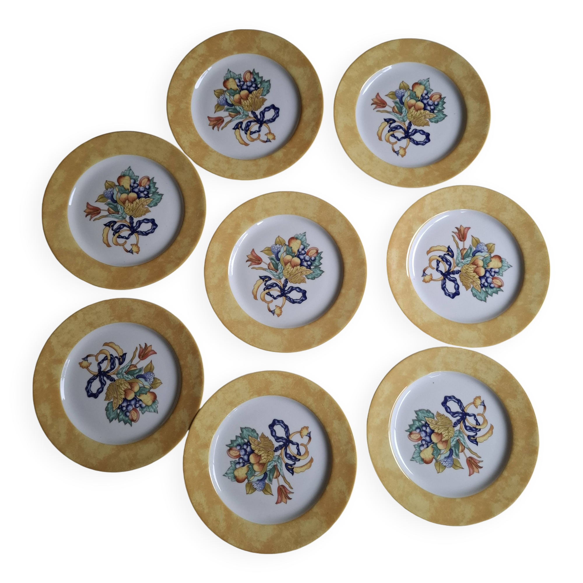 8 plates 21 cm Borghese porcelain Bernardaud Limoges