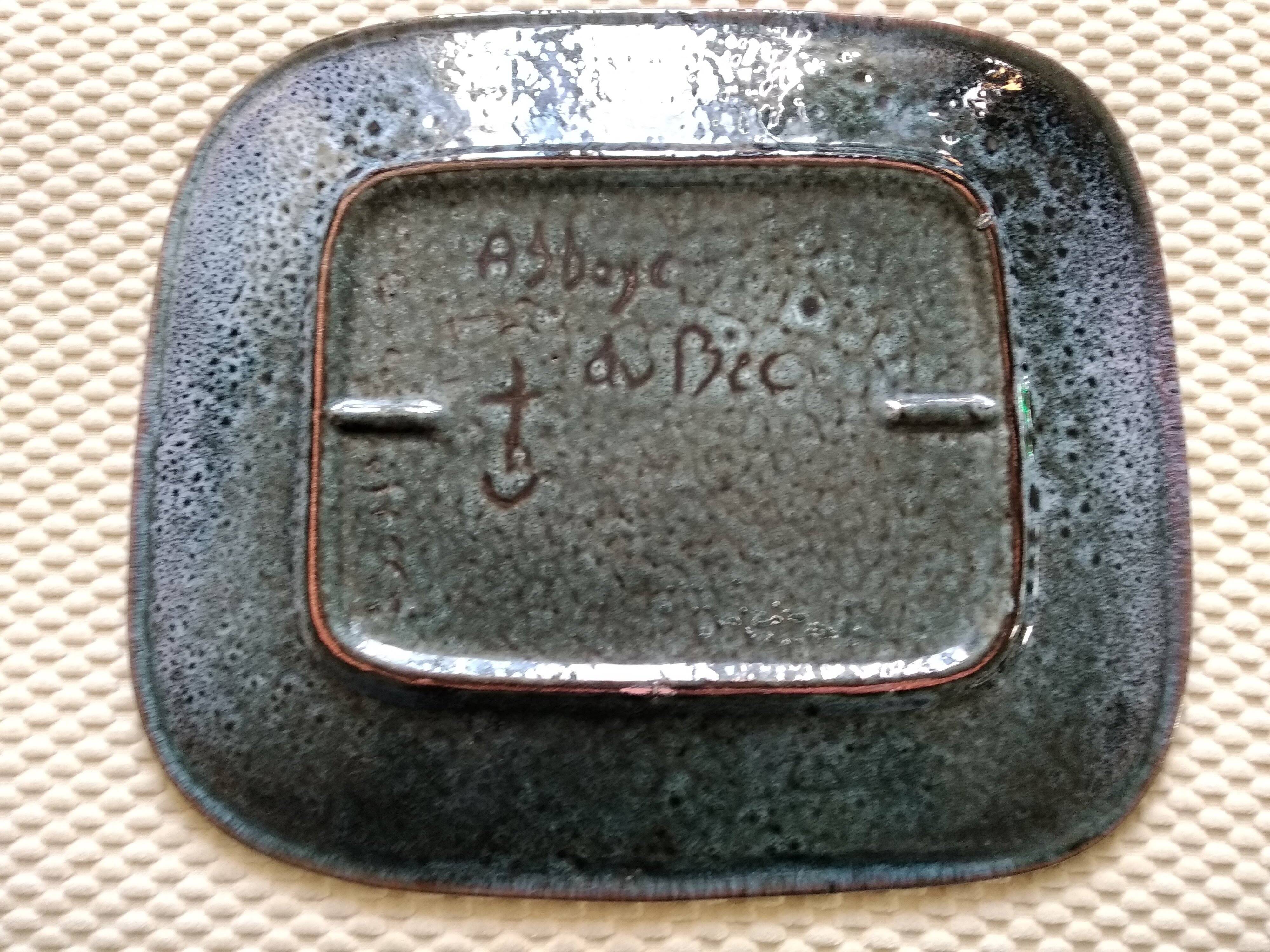 Ceramic dish with fish decoration, Notre Dame du Bec Abbey, 1960s