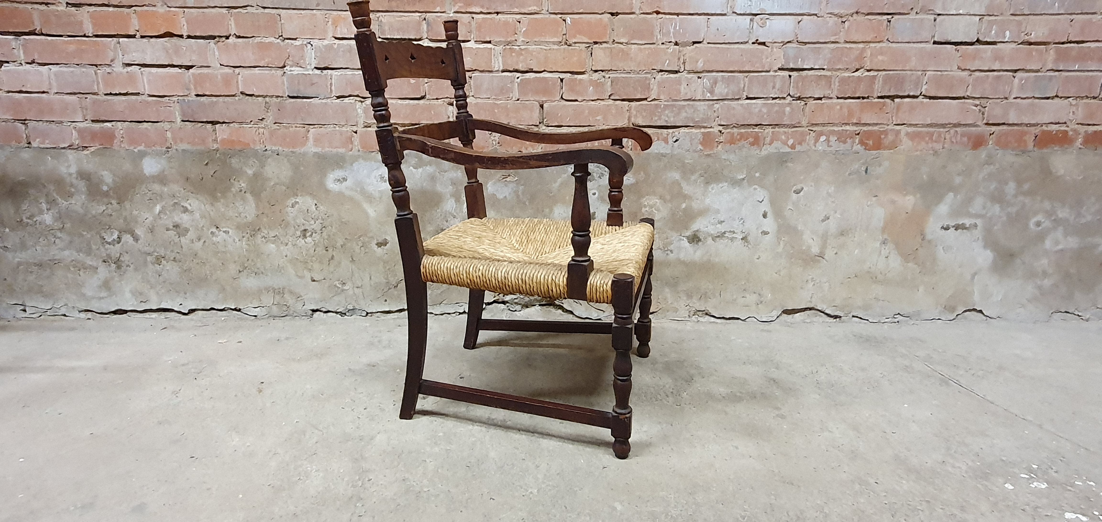Vintage armchair in ash and cane