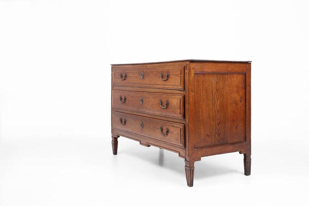 French Rustic Chest of Drawers in Oak with 3 Drawers, 1850s