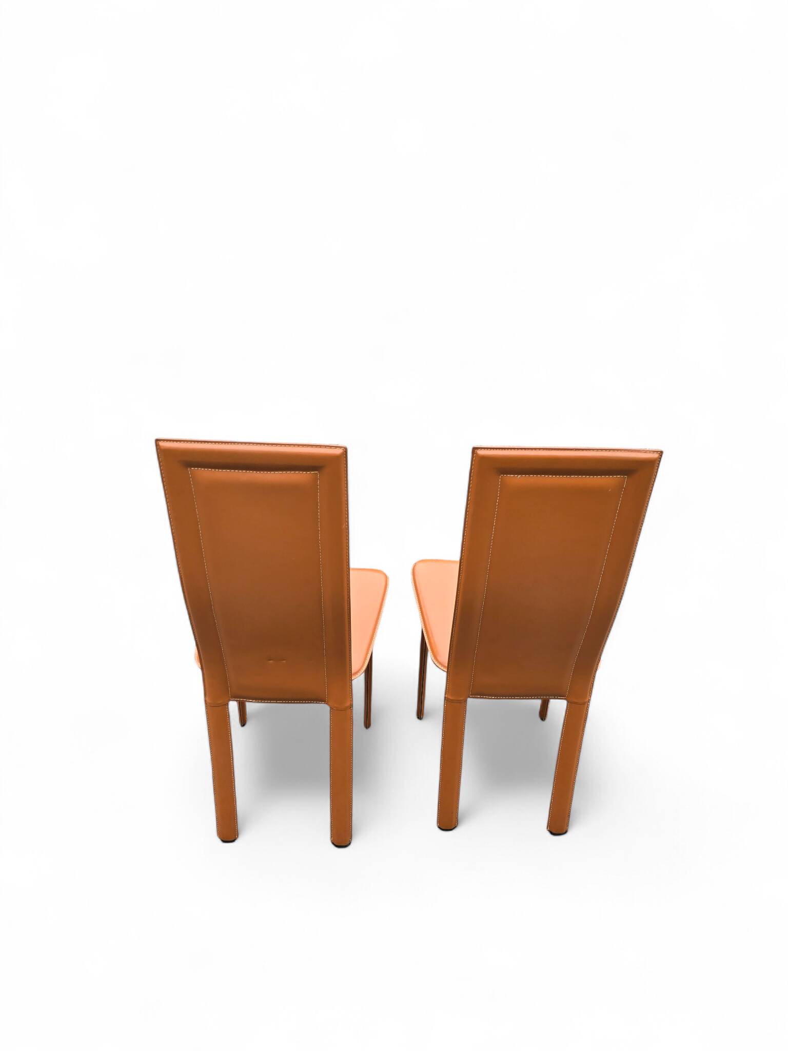 Set of 2 brown leather chairs