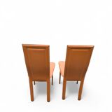 Set of 2 brown leather chairs