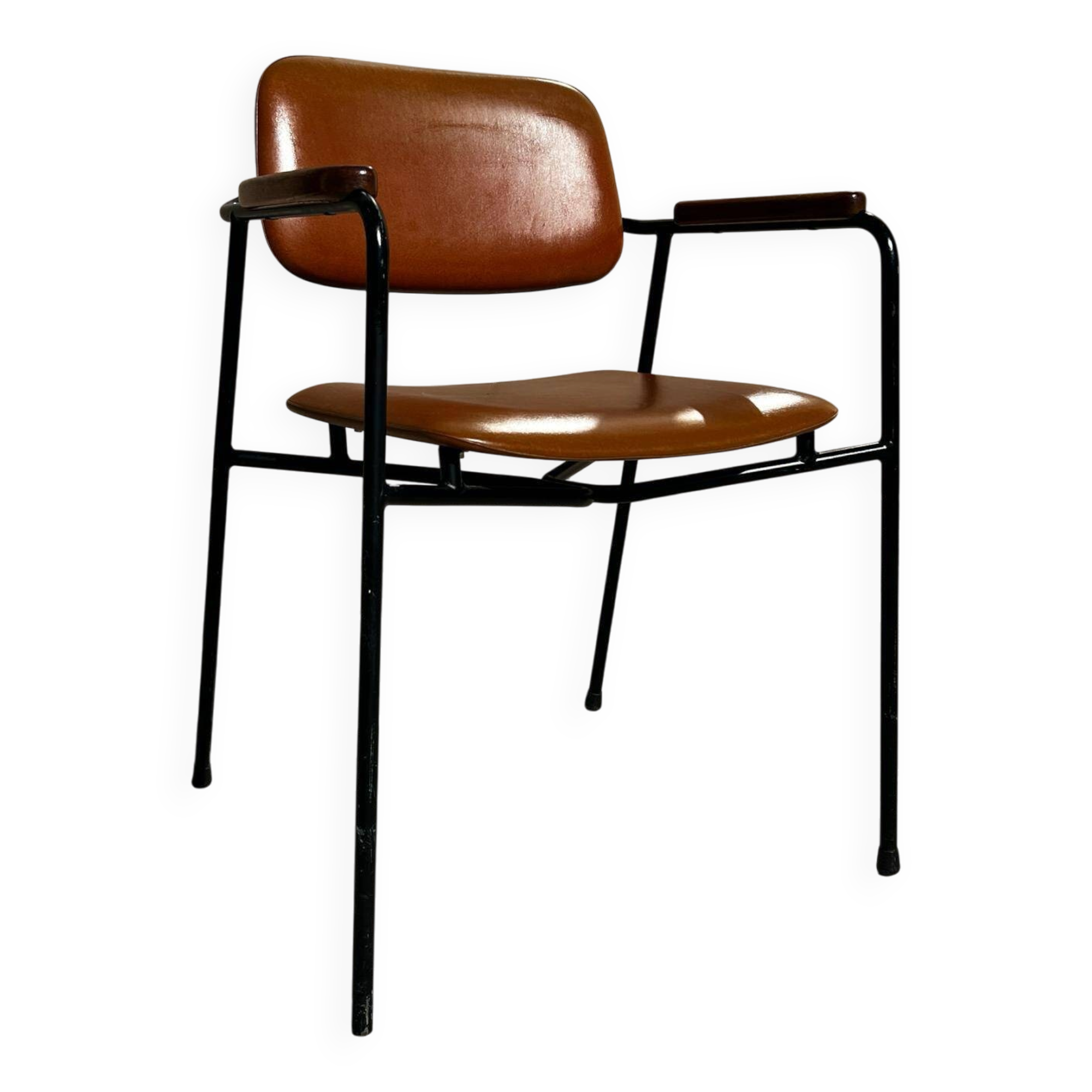 Eugen Schmidt armchair, Coraline cognac model for Airborn 1960.