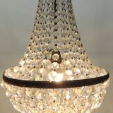 Antique crystal pendant chandelier – vintage Empire style – bronze