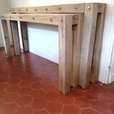 paire de console en chêne massif et metal