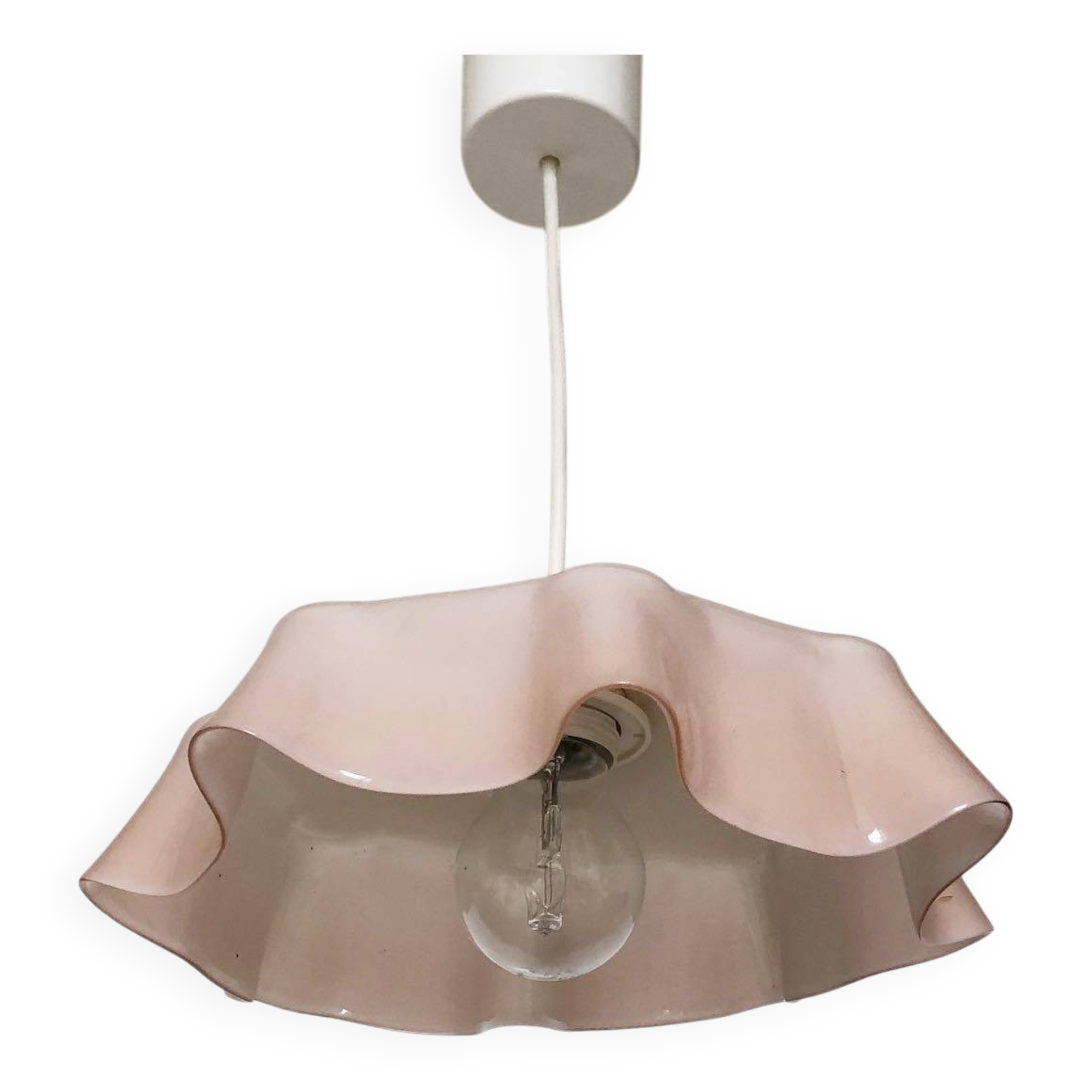 Suspension en opaline rose vintage