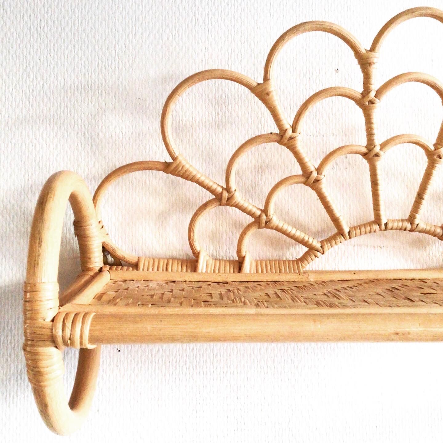 Rattan wall shelf