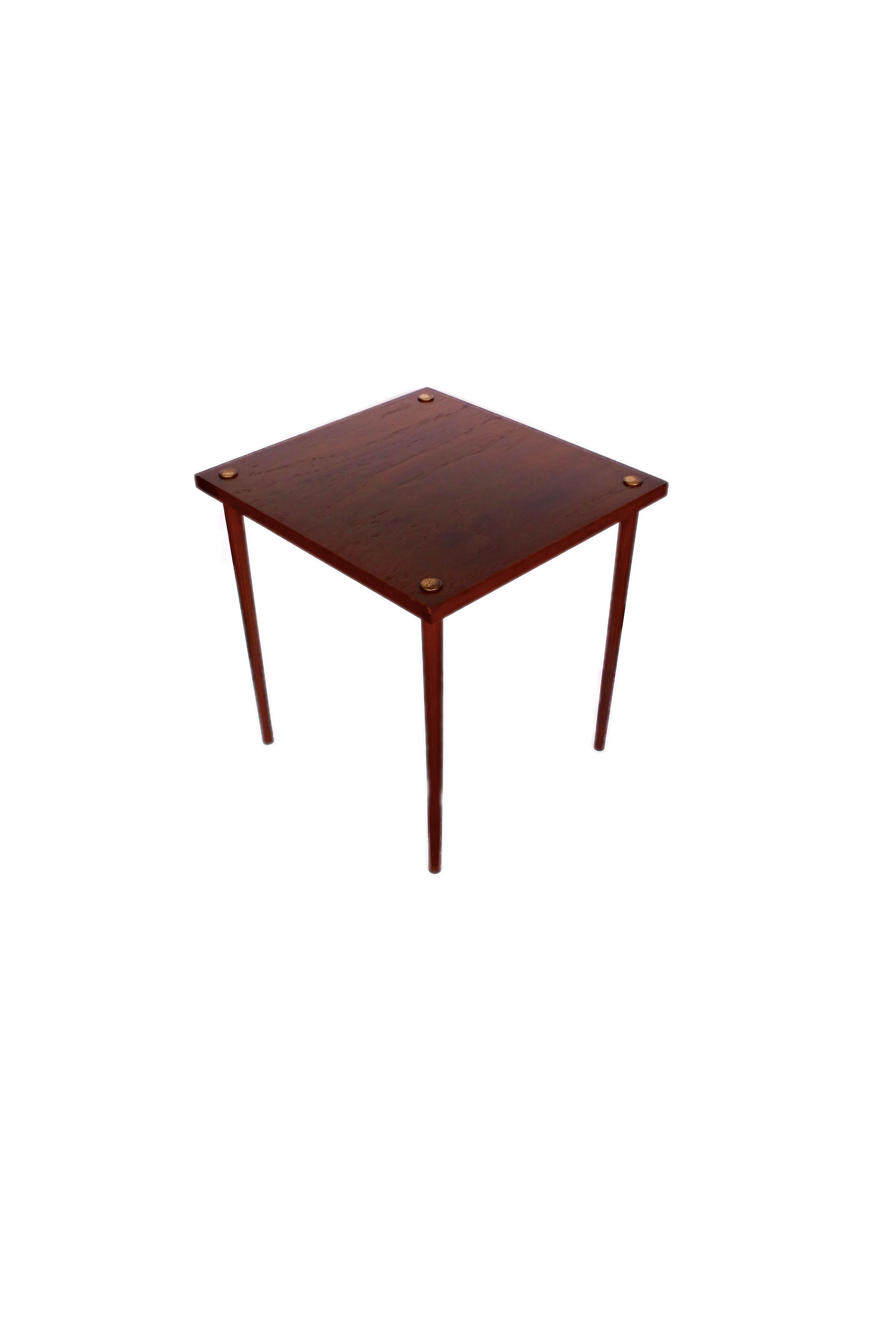 Teak wood side table with brass details