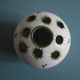Lallier Moustiers vintage French vase bouquetière with floral decoration in faience.