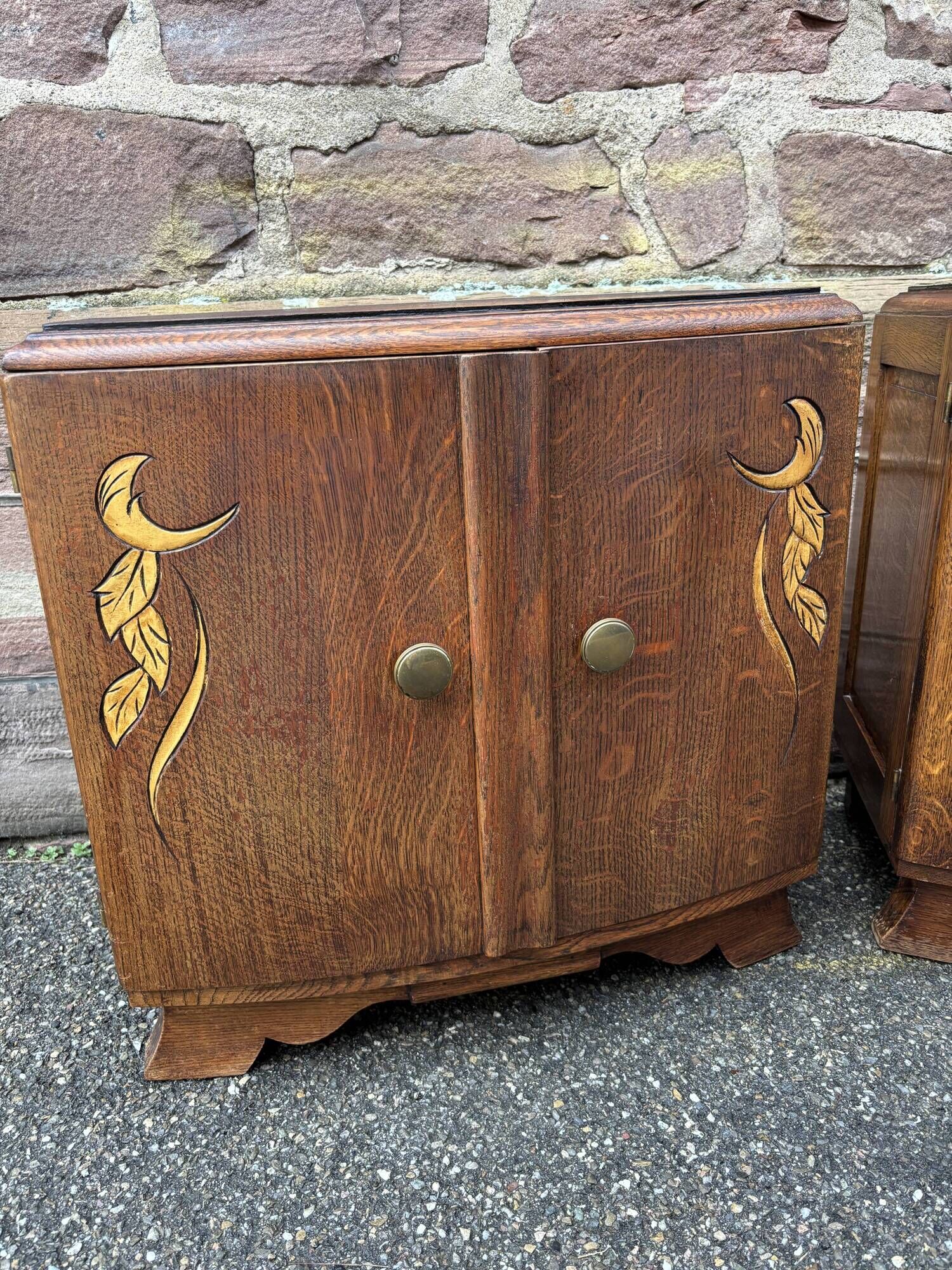 Pair of vintage art deco bedside tables from the 1950s