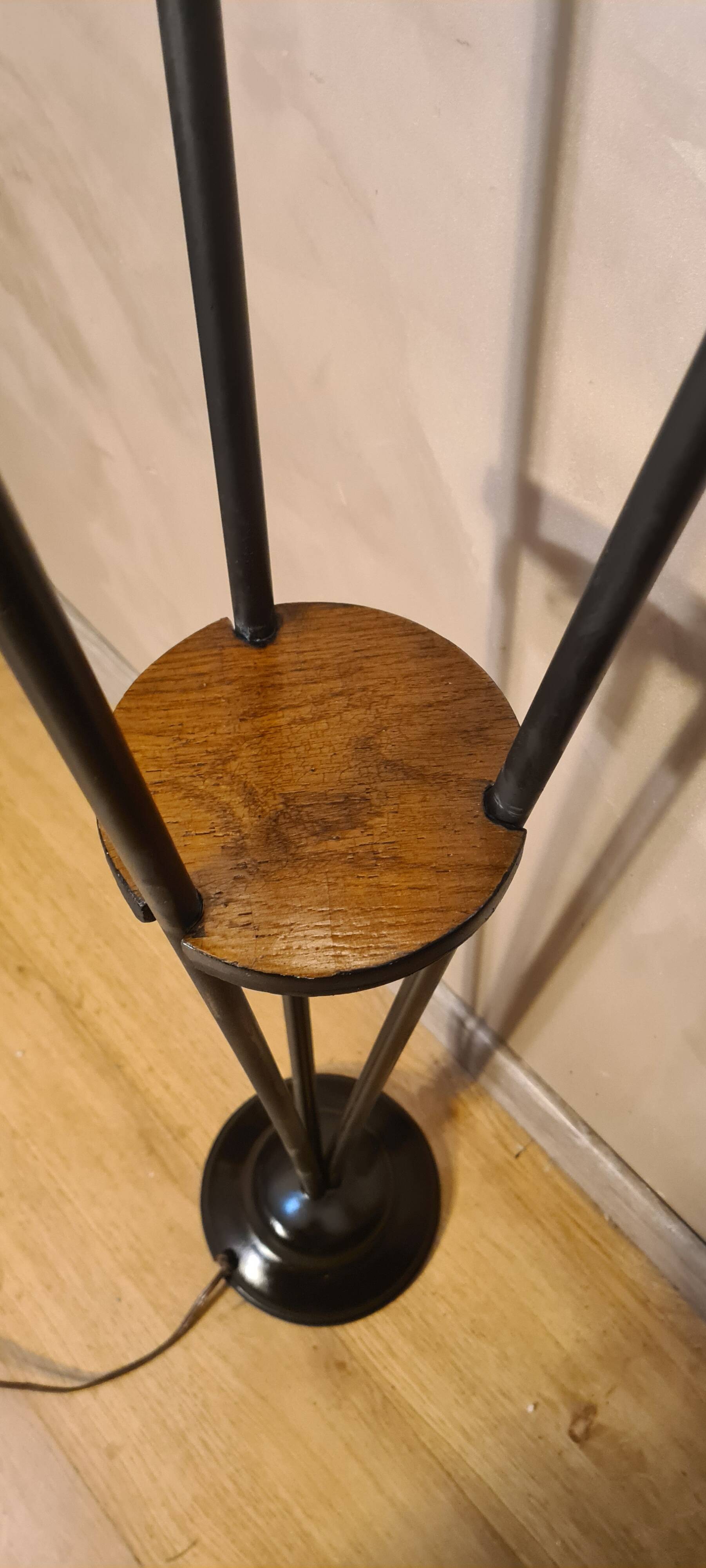 Mid century floor lamp 1950 to 70 sheet metal lampshade steel tricolor paint lidokov boscovice