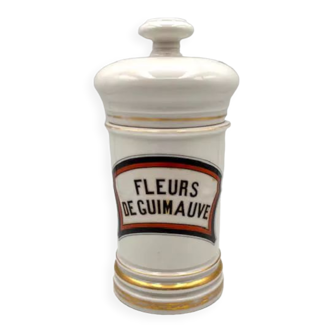 Pot à pharmacie en porcelaine fleurs de Guimauve