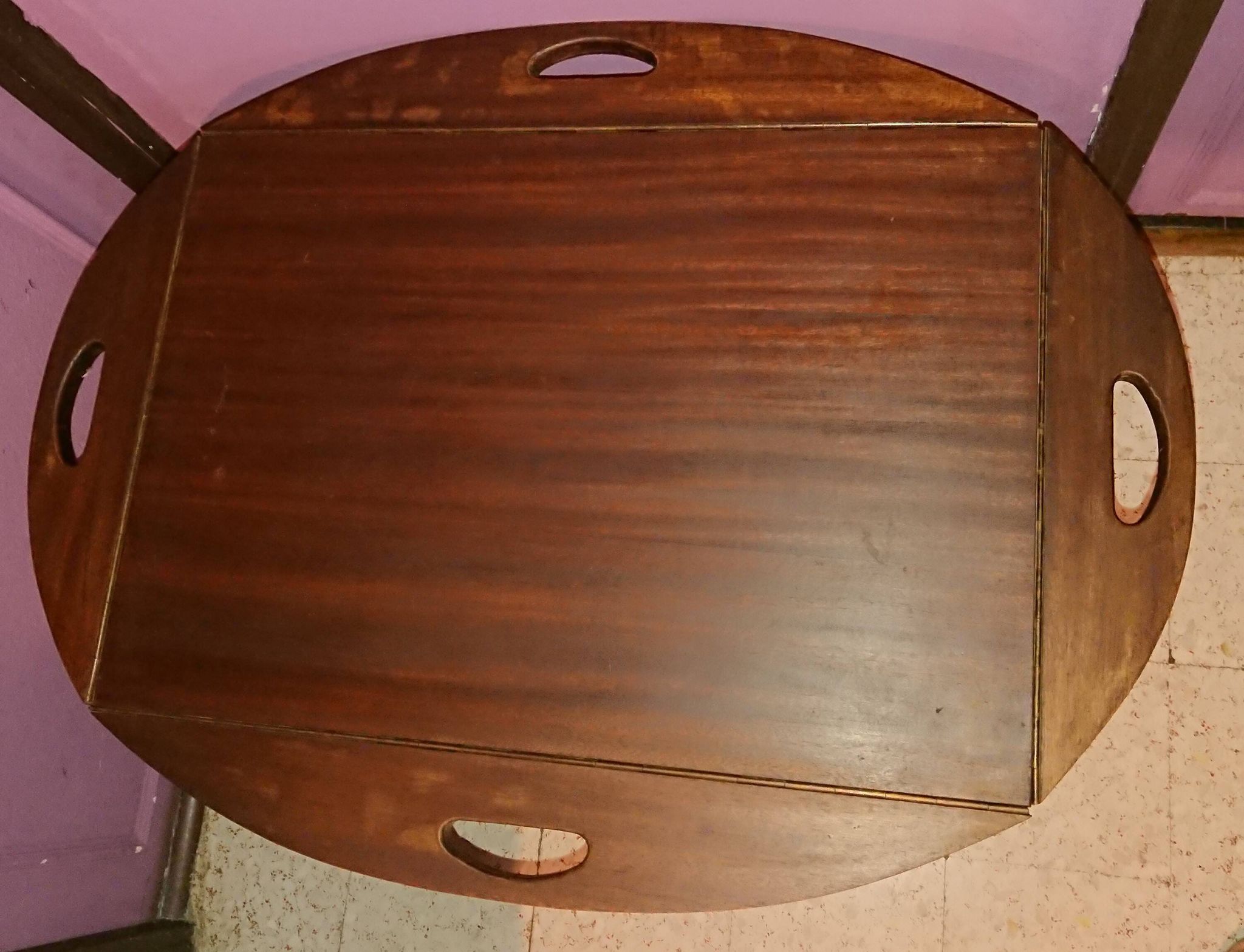 Teak wood coffee table, oval shape, folding boat style 1970