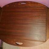 Table basse en bois de teck, de forme ovale, repliable style bateau 1970