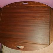 Teak wood coffee table, oval shape, folding boat style 1970
