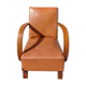 Low armchair, brown imitation leather