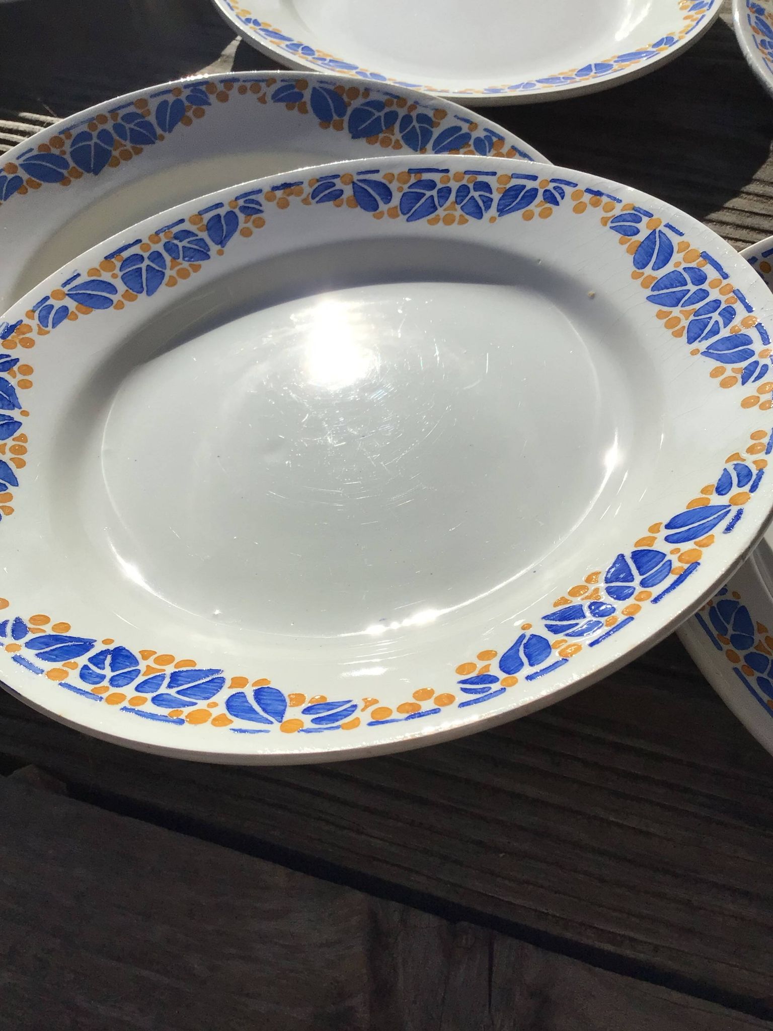 10 Assiettes plates Colette HBCM bleu et safran