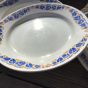 10 Assiettes plates Colette HBCM bleu et safran