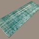 Distressed Turkish Narrow Runner 282x88 cm wool Vintage rug, Overdyed Blue