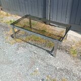Table basse chrome et verre fumé