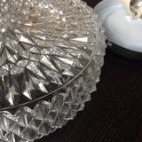 Round diamond-tipped glass ceiling light / vintage 60s-70s