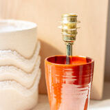 Earthenware pot lamp and lampshade with punch needle wave pattern