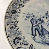 Decorative plate Boch – Delft decor, winter scene (1960s–70s)