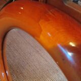 Large round mirror in cherry wood