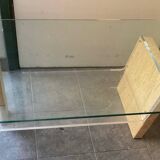 Glass and travertine coffee table from the 70s
