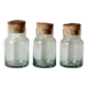 Set of 3 old blown glass pots and cork stoppers