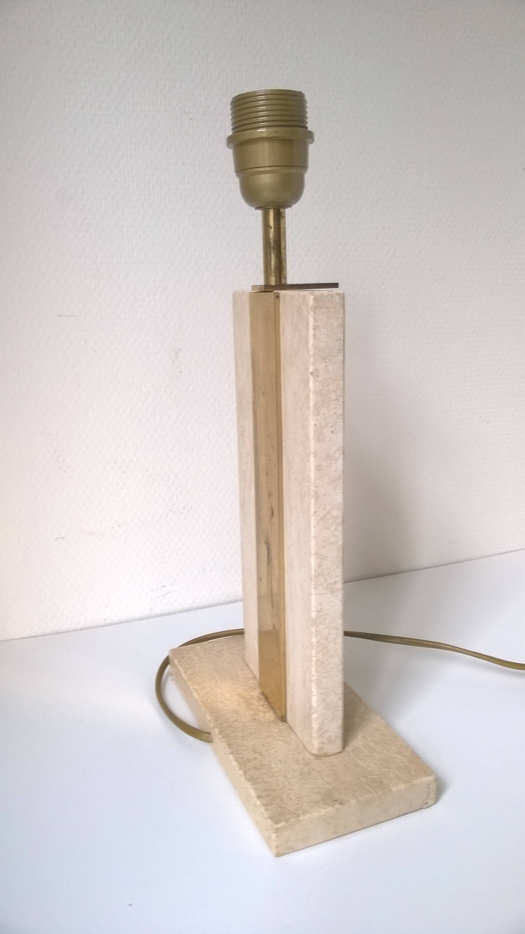 Travertine and gilded brass lamp base