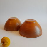 Duo of brown bowls Arcopal model Vintage volcano