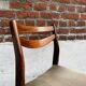 Lot of 4 vintage Scandinavian chairs in wood and golden fabric.