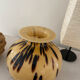 Vase verre d'art de style écaille de tortue jaune doré pate de verre 1970