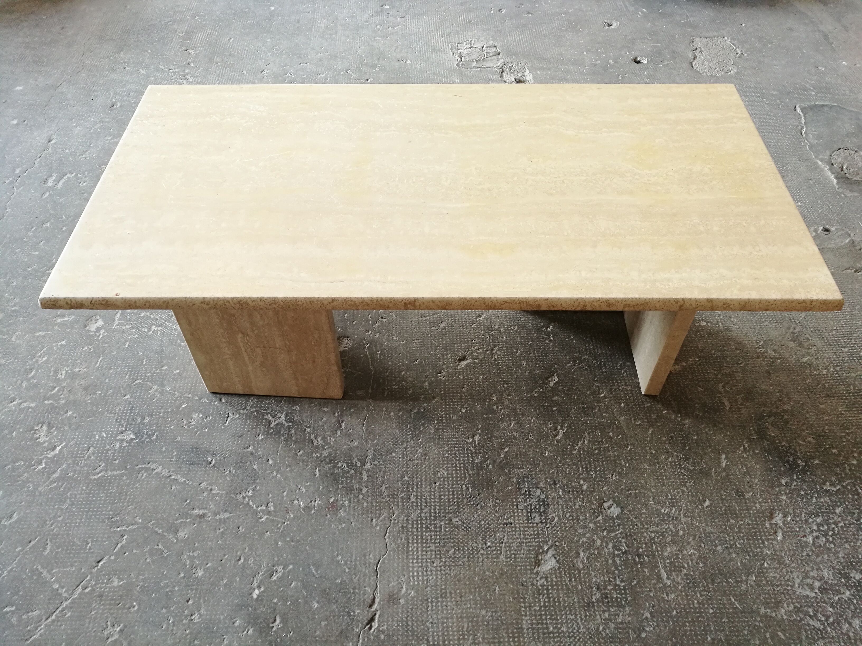Rectangular travertine coffee table