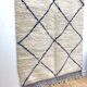Moroccan Berber carpet Beni Ouarain ecru with majorelle blue diamonds 2.54x1.54m