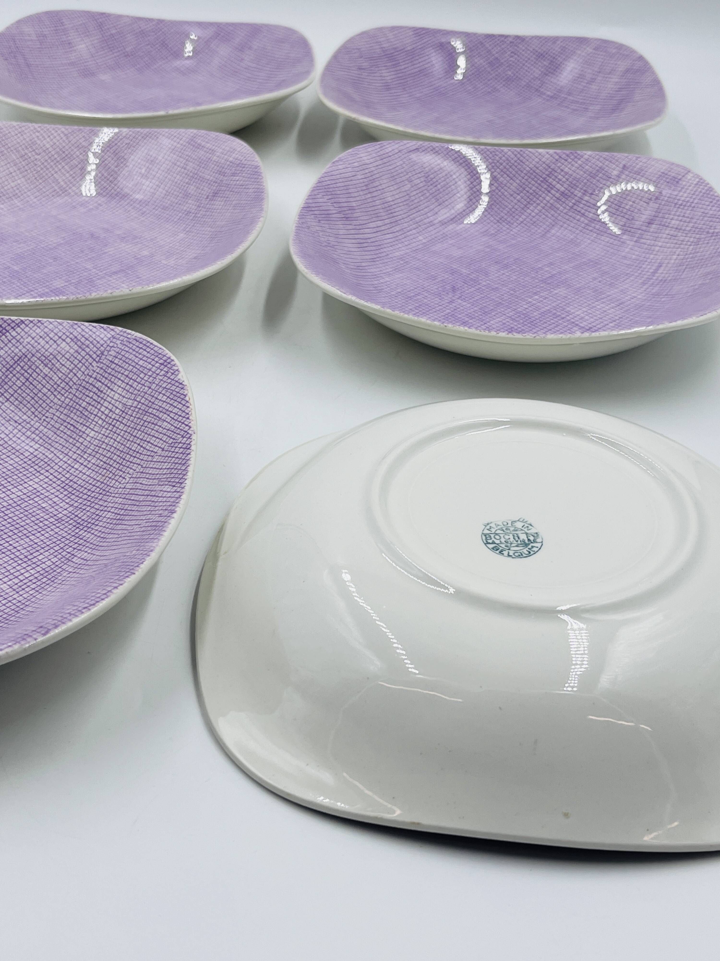 Set of 6 Boch La Louvière deep plates Model Seduction 1962 – Vintage