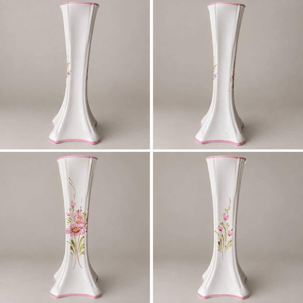 Lunéville – Reverb vase in earthenware – Pink floral decoration – 782/30