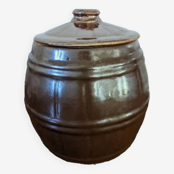 Glazed stoneware barrel pot