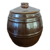 Glazed stoneware barrel pot