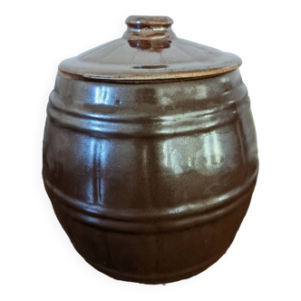 Glazed stoneware barrel pot