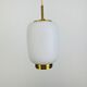 Scandinavian suspension Kina by Bent Karlby for Lyfa 1960 opaline brass