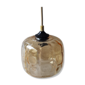 70's amber glass hanging lamp