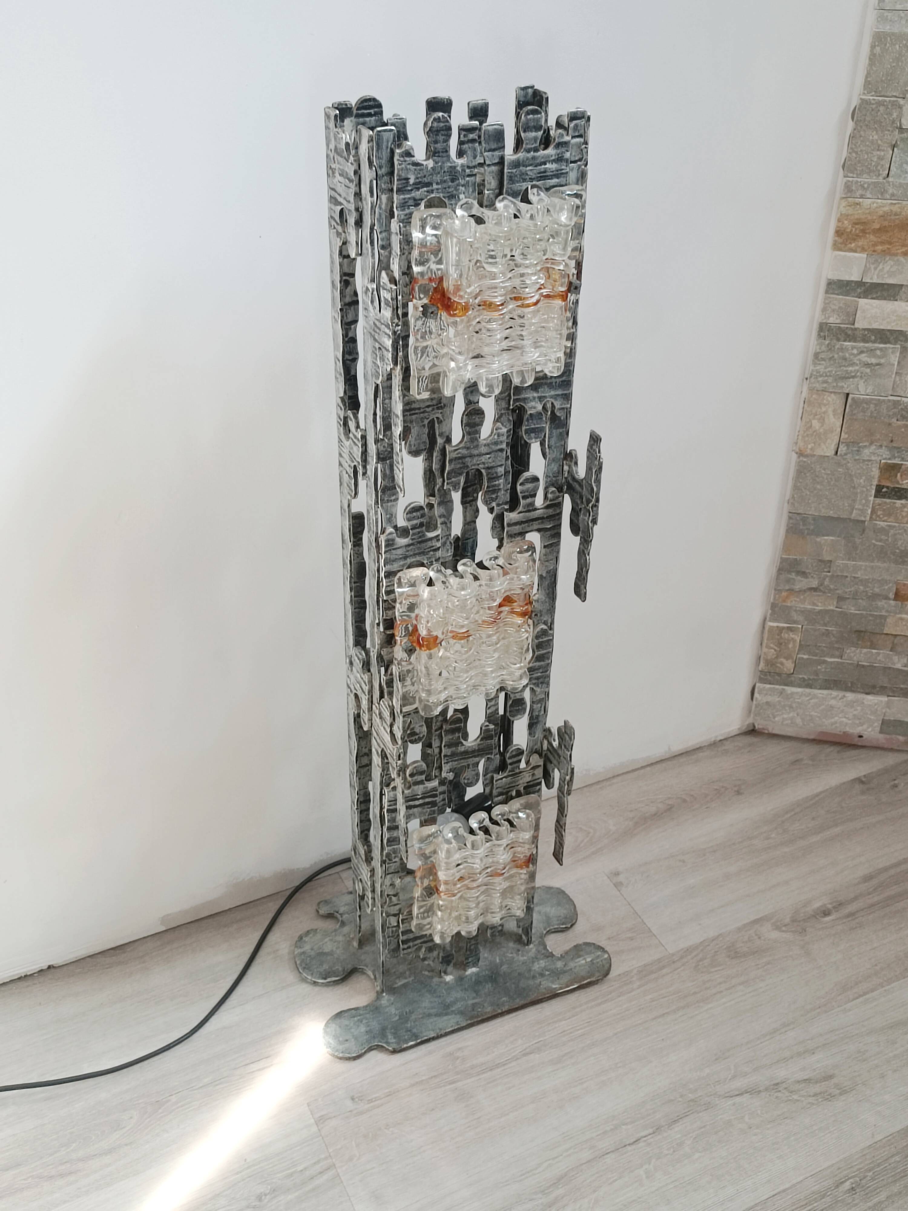 Brutalist sculptural floor lamp by Albano Poli for Poliarte 1970s