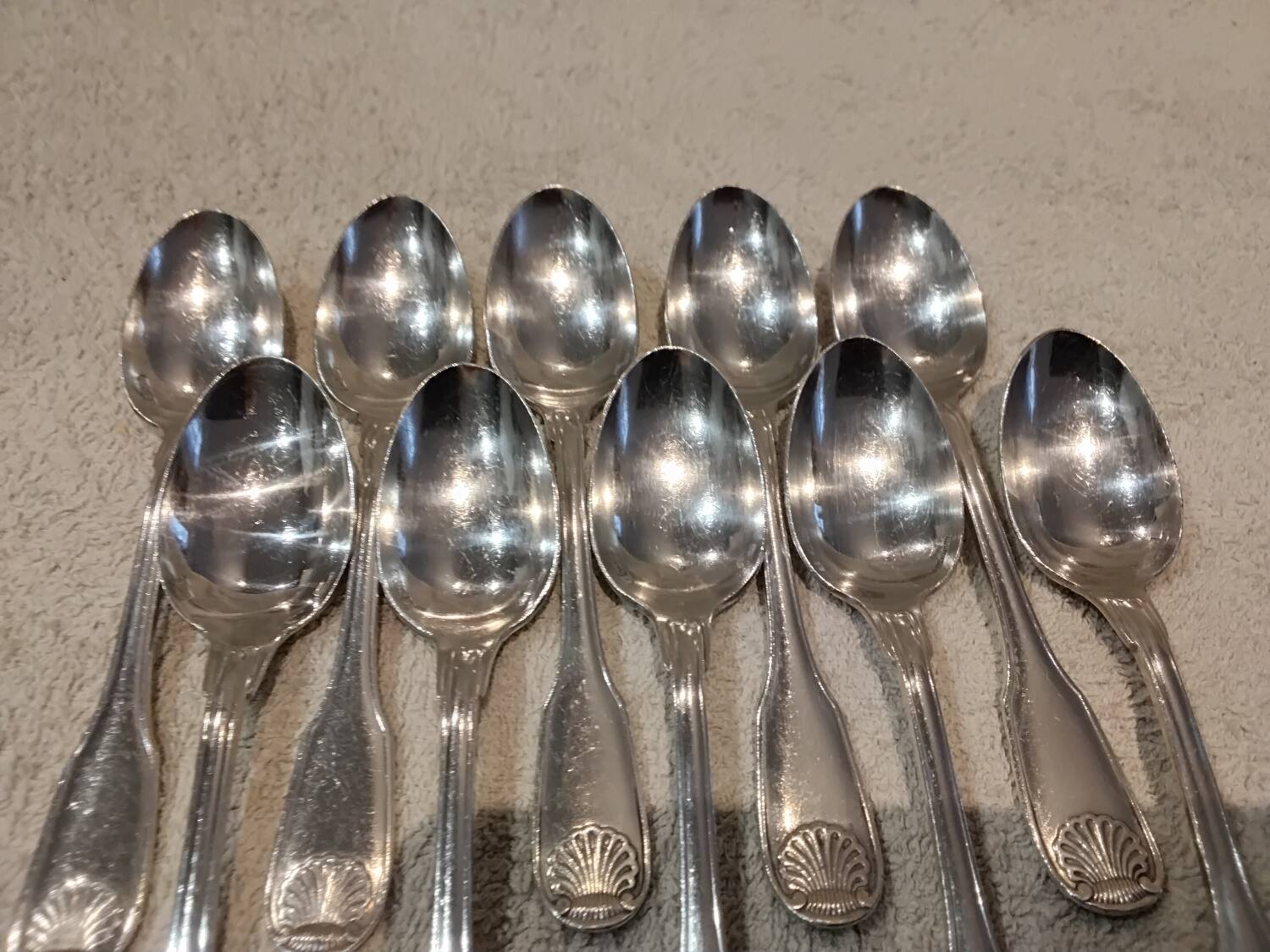 10 silver-plated coffee spoons, Christofle Vendome, 13.6 cm
