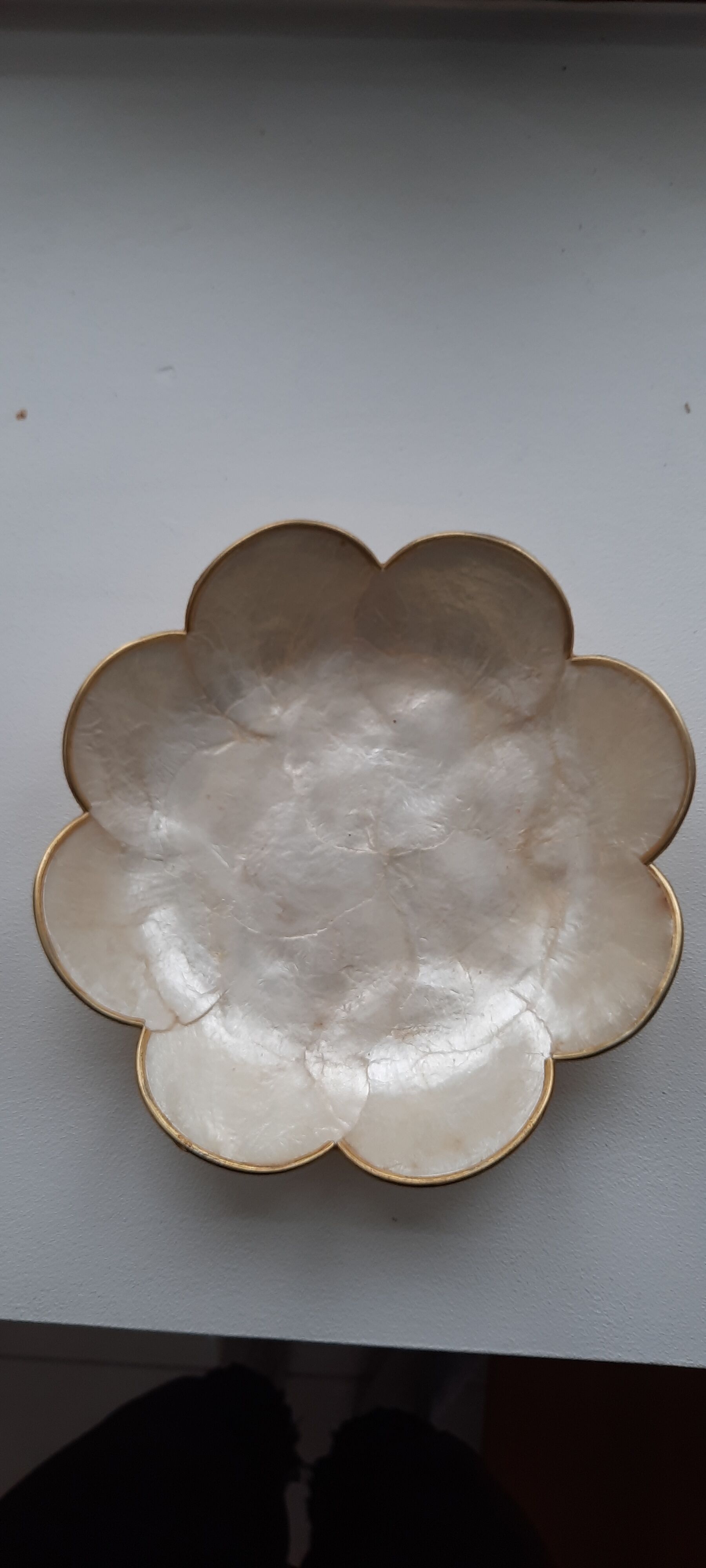 Mother-of-pearl and brass tidy