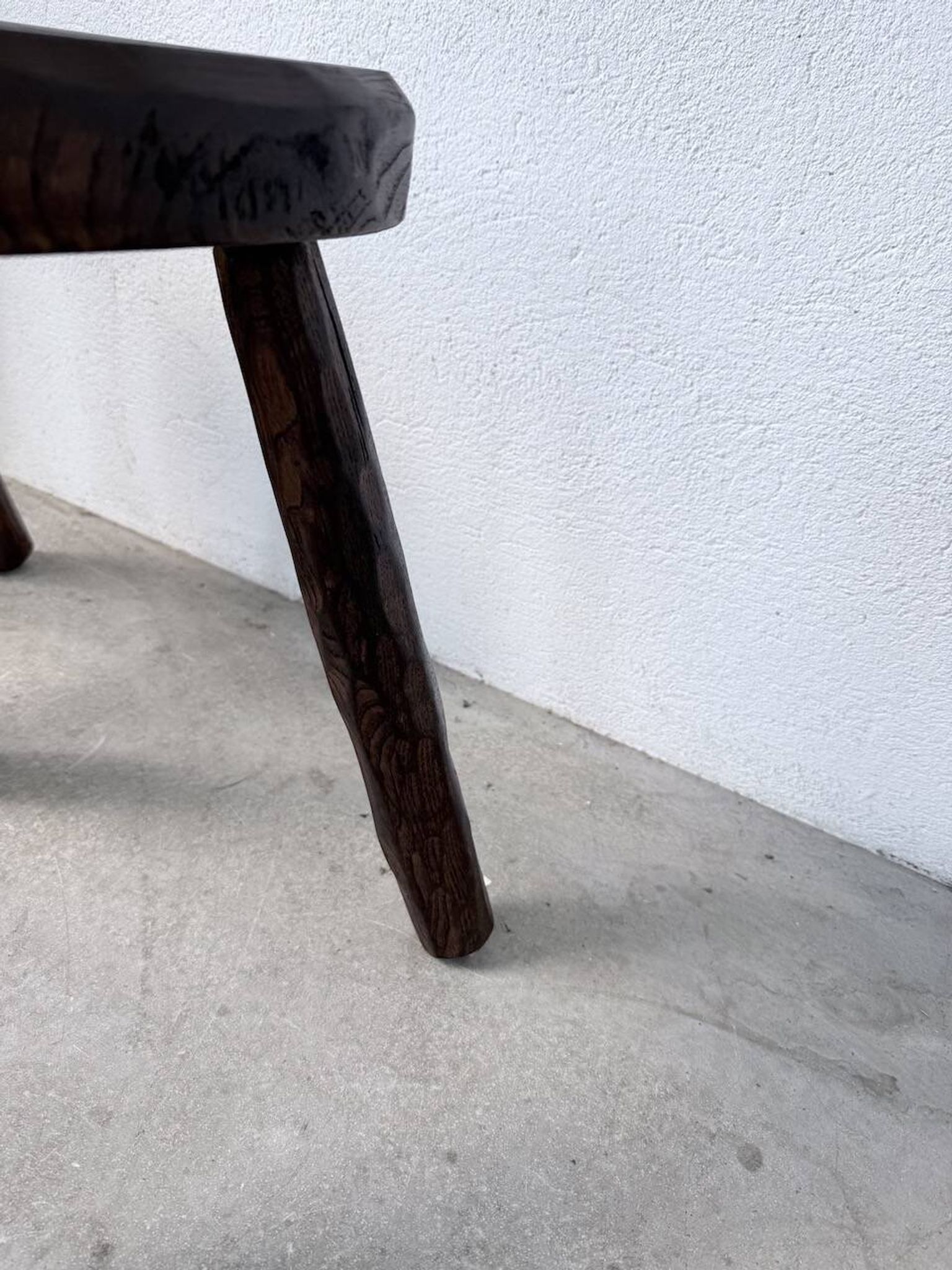 Pair of tripod stools in oak