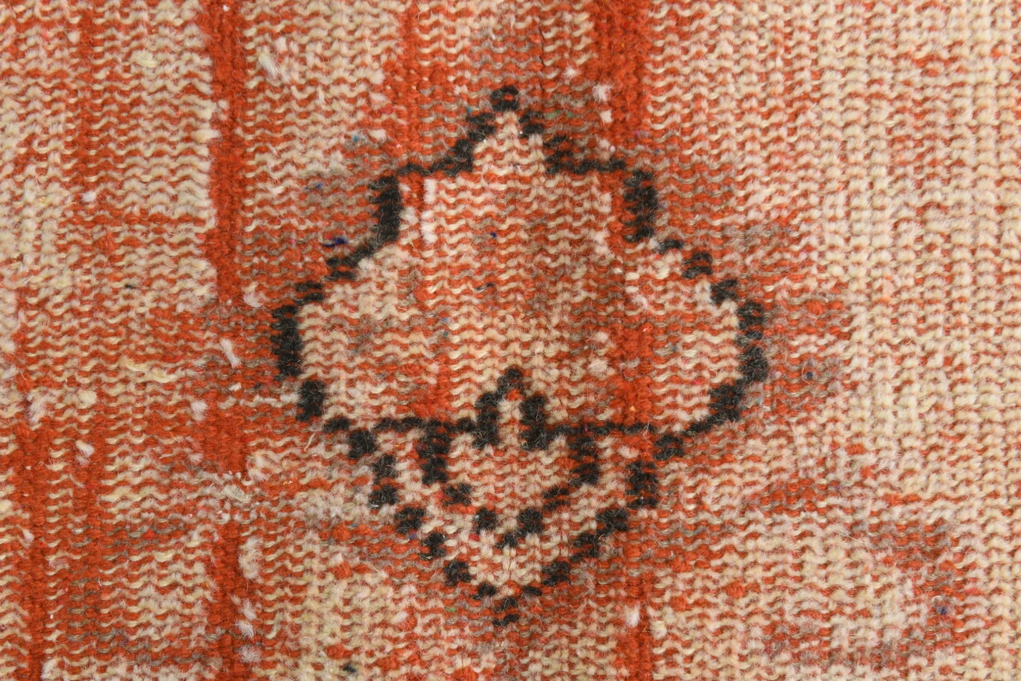 Terracotta & Red Vintage Persian Rug, Turkish Handmade Wool Rustic Carpet